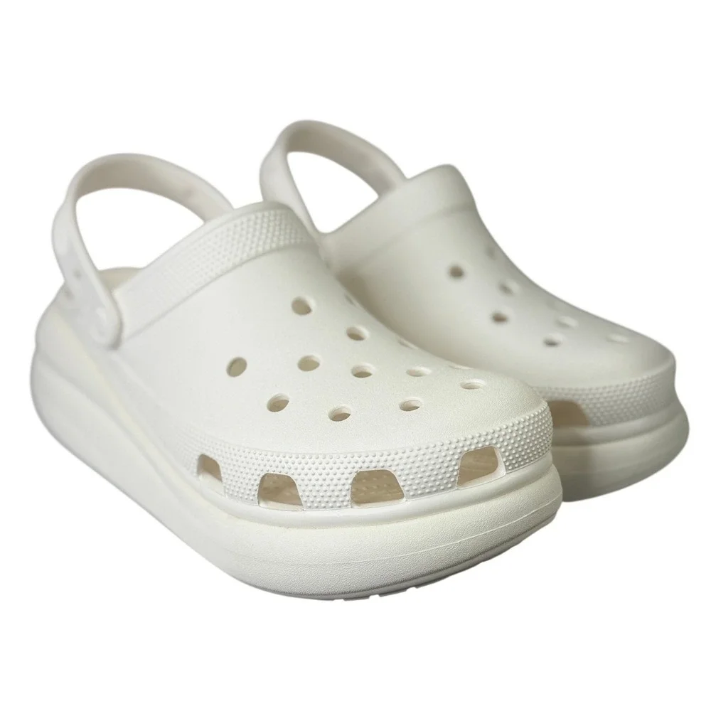 Crocs Crush Clog Mens M12 White Platform Chunky Comfort Sandals 207521